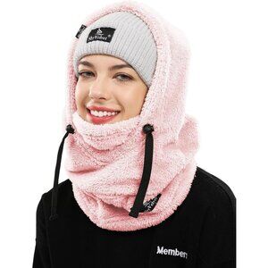 Women's Balaclava Wind-Resistant Winter Face Mask Fleece Ski Mask Hat Cap Pink